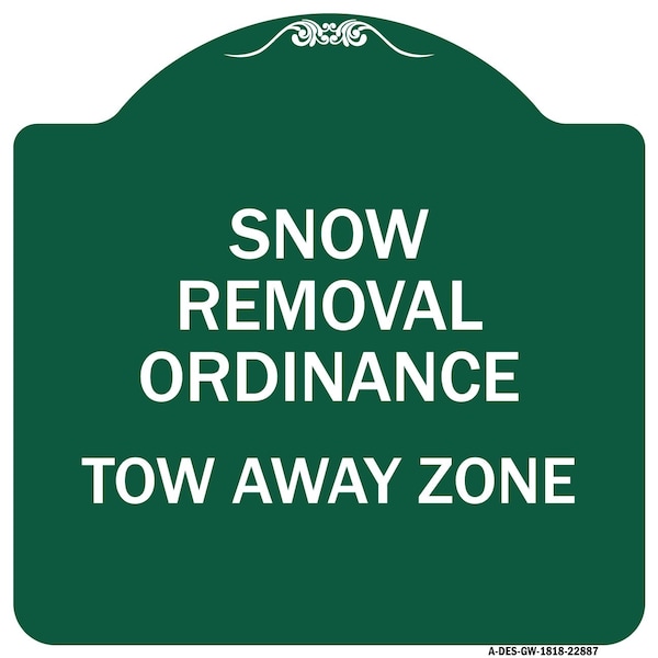 Signmission Snow Emergency Route Tow Away Zone W/ Graphic, Green & White Aluminum Sign, 18" x 18", GW-1818-22887 A-DES-GW-1818-22887 - main